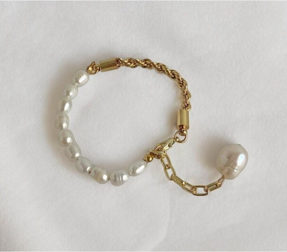 NEW baroque pearl twist chain bracelet jewelry B22A